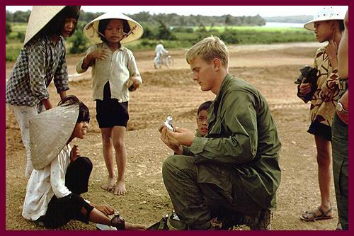 Rendering first aid, along Highway 9,  1967